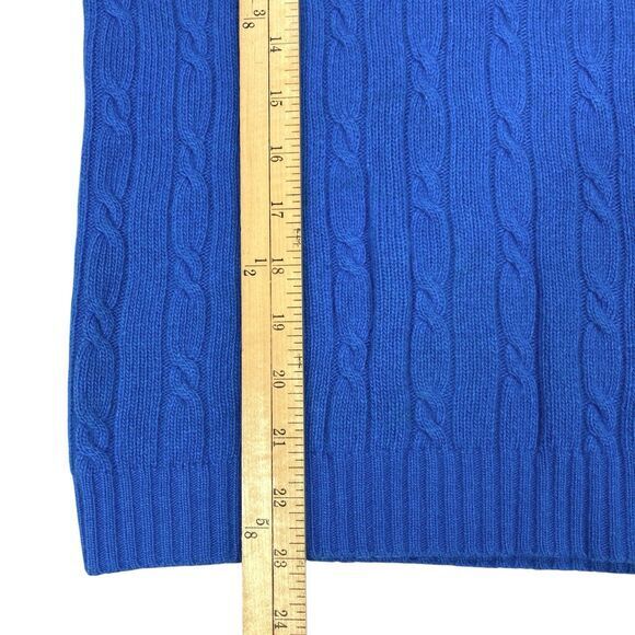 J. Crew Sweater Womens M Blue Cable Knit V Neck Wool Cashmere Preppy Winter Wear - Picture 10 of 13